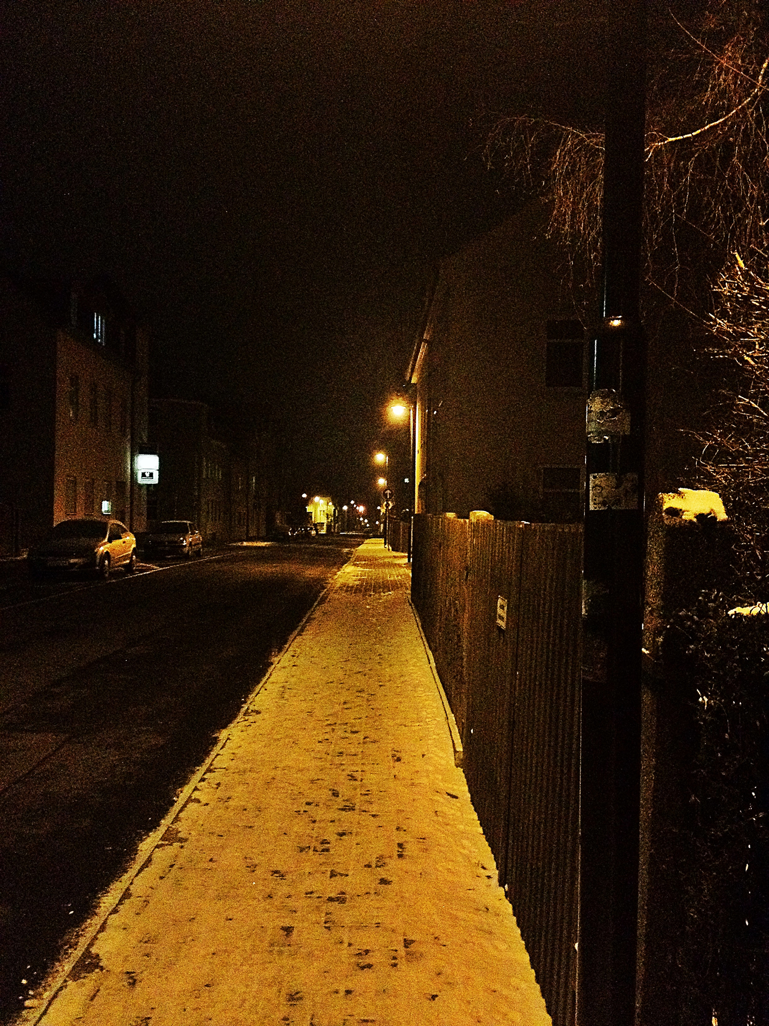 Looking down a cold street in Ilmenau, Germany